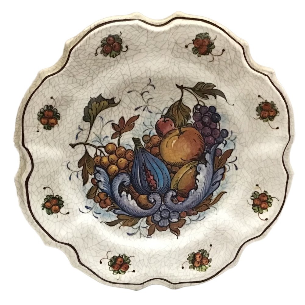 Vintage Italy Mebel Melamine Fruit Harvest Scalloped 10.5" Plate Serving / Decor
